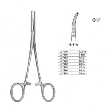 金鐘止血鉗彎有鉤 J31040 12.5cm 彎有鉤
