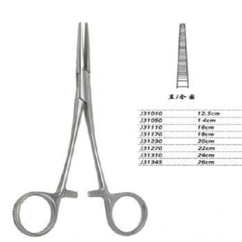 金鐘止血鉗直全齒 J31010 12.5cm 蚊式 直全齒