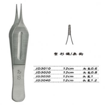 金鐘整形鑷  JD3040 12cm 無鉤 頭寬 1.2