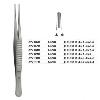 金鐘組織鑷直形 凹凸齒 18cm JYF100   2.4×3.2