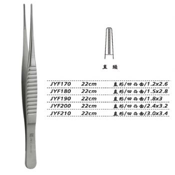 金鐘組織鑷直形 凹凸齒 22cm JYF190   1.8×3